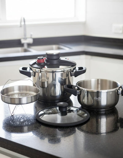 5-piece stainless steel pressure cooker set