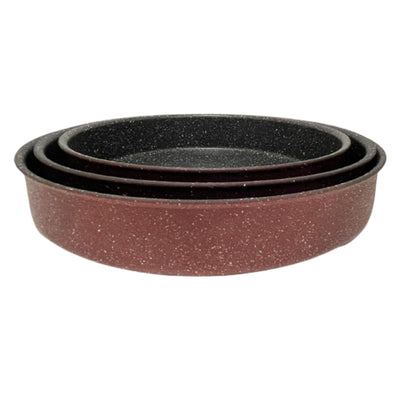 Lava Stone Granite 3PCS Round Pans Burgundy