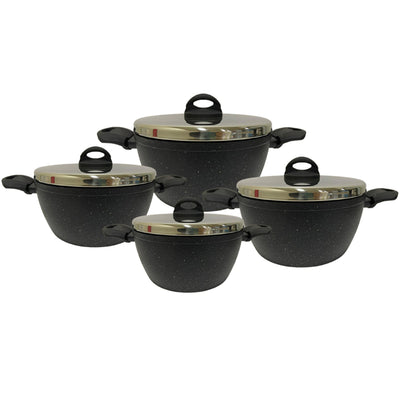 Lava Stone Granite 4-Pots Cookware Set Black